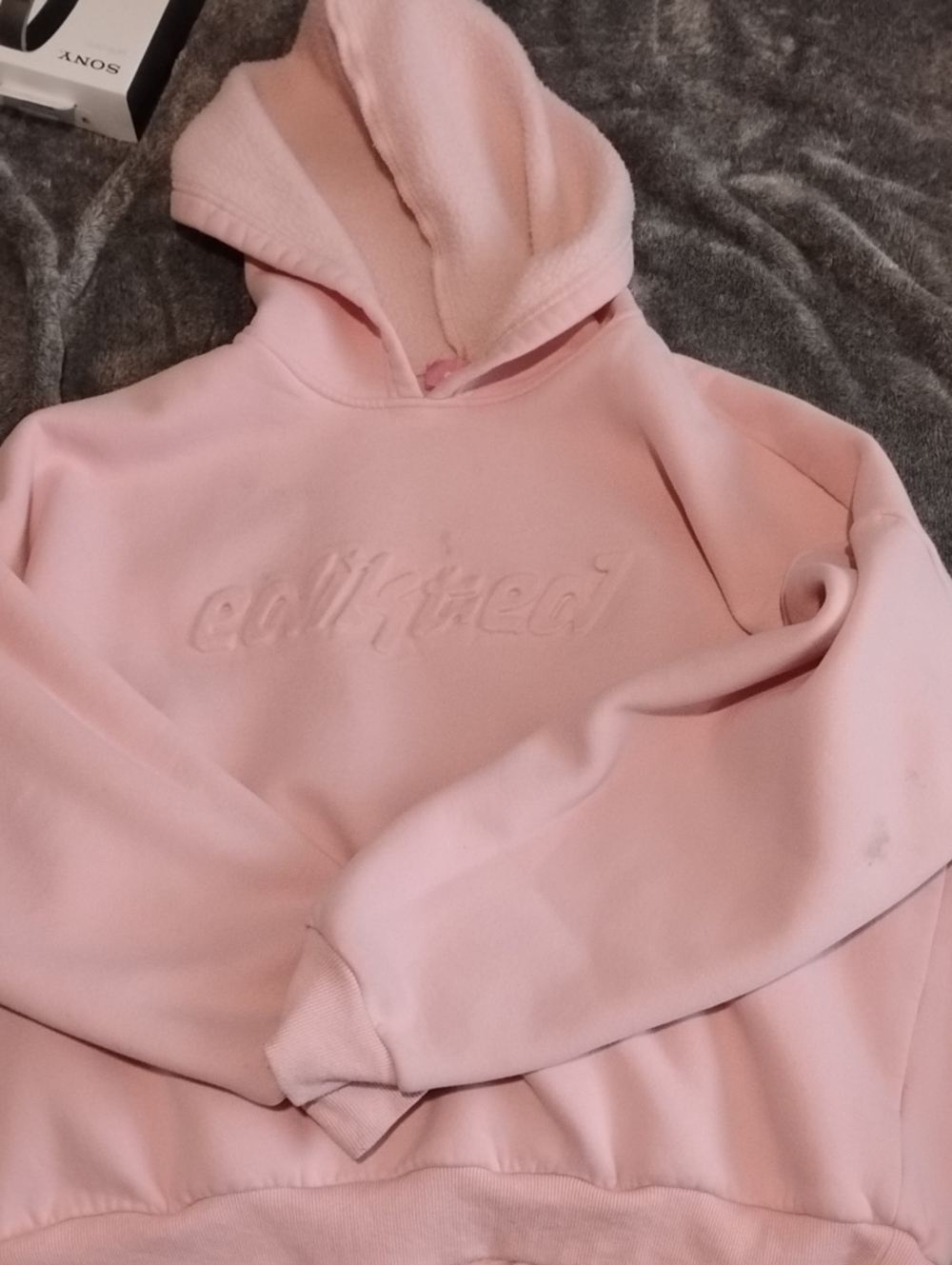Edikted Soft Pink Embossed Hoodie